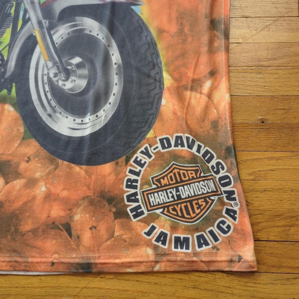 Harley Davidson Jamaica AOP Tropical Sublimation Tee Y2K Biker Large - Picture 3 of 8